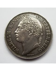 [Duitsland] Württemberg, 1 Gulden, geslagen ter gelegenheid van het zilveren regeringsjubileum van Koning Wilhelm, 1841. 