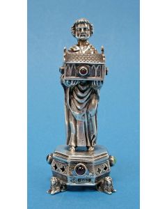 Zilveren reliekhouder, heiligenfiguur