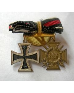 [Duitsland] Spang van twee militaire miniatuur onderscheidingen, periode Eerste Wereldoorlog