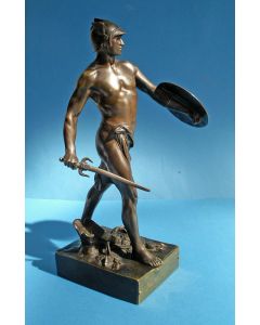 Emile Picault. 'Pro Jure', bronzen beeld, geschenk aan de schermleraar Leopold van Humbeek, 1910