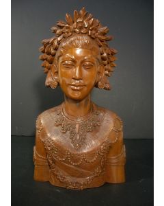 Houten beeld, Balinese danseres, gesigneerd, ca. 1950/60