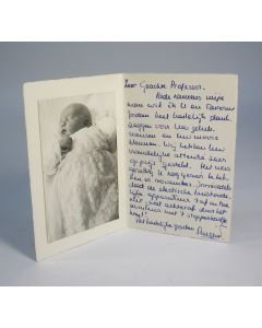 Geschreven bedankkaartje van Prinses Margriet na de geboorte van Prins Bernhard Jr, 1969. 