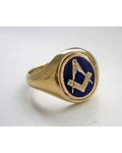 Gouden ring met kantelbare maçonieke symbolen
