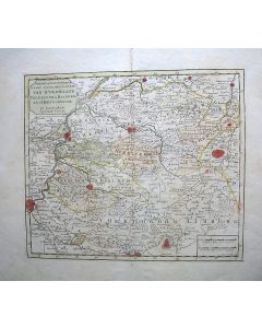 Kaart van de drie landen van Overmaaze: Valkenburg, Daalhem en 's Hertogenrade. Door Tirion, 1740