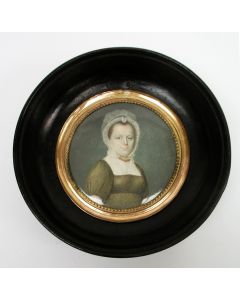 Portretminiatuur van een dame met neepjesmuts, door Joseph Boze, ca. 1810