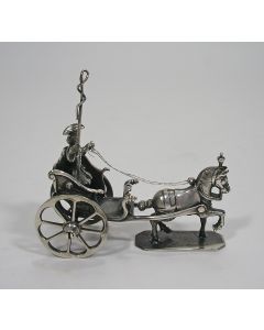 Zilveren miniatuur, rijtuig met paard, Johannes van Geffen, Amsterdam, 1772