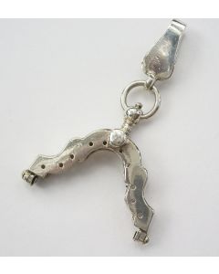 Zilveren miniatuur tasbeugel met gordelhaak, Frederik van Strant II, Amsterdam 1730