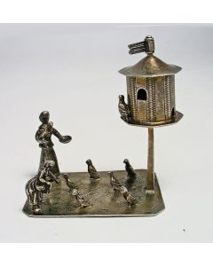 Zilveren miniatuur, duiventil, ca. 1900