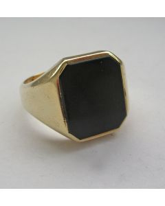 Gouden herenring / zegelring met onyx