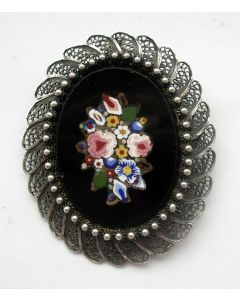 Micromozaiek broche/hanger, Italië ca. 1900