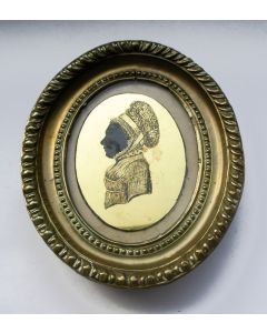 T.g.a. F.J. Weygand, Portretminiatuur in verre églomisé, ca. 1800