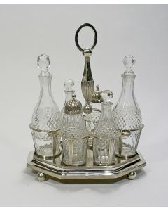 Meerdelige tafelmenagère, kristal met zilver, Hendrik Smits, Amsterdam, 1814