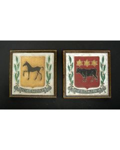 Cloisonné tegels, wapens van Volendam en Edam, De Porceleyne Fles, ca. 1930