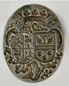 Zilveren lakstempel, Maastrichts gekeurd, alliantiewapen De Limpens, 18e eeuw 