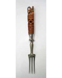 Vork met bestoken palmhouten heft, 1867