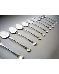 12 waaiersteel zilveren ijslepels ca. 1900