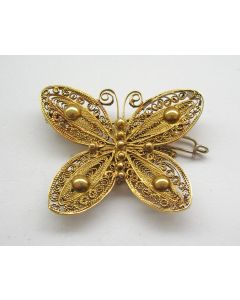Filigrain gouden vlinderbroche
