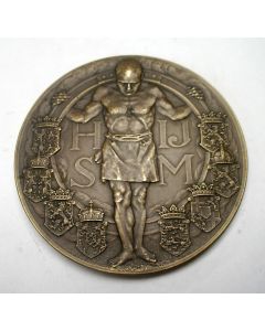 Penning op het 75-jarig bestaan van de Hollandse IJzeren Spoorwegmaatschappij (HIJSM), 1914 (door J.C. Wienecke)