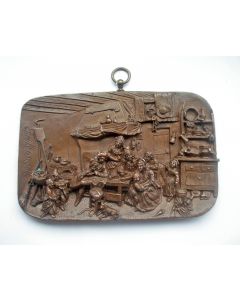 Falconnet, 'De terugkeer van de krijgsman', bronzen plaquette, 19e eeuw