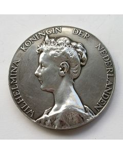 Inhuldigingsmedaille Koningin Wilhelmina 1898 in zilver