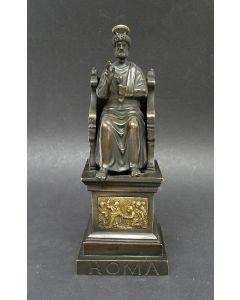 Bronzen beeld van Sint Petrus, Grand Tour souvenir, Rome, 19e eeuw