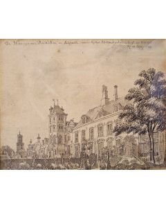 Jan de Beijer, stadsgezicht Utrecht, sepiatekening, 1744