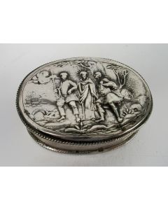 Zilveren snuifdoosje met de Emmausgangers, Hendrina Das, Amsterdam, 1734