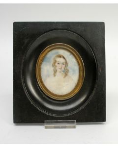 Portretminiatuur, meisjesportret, 19e eeuw