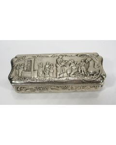 Zilveren tabaksdoos met bijbelse voorstelling. Pleunis van Geelen, Gouda, 1791