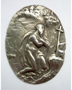 Zilveren plaquette, de heilige Hieronymus, ca. 1700
