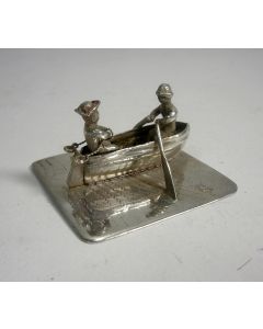 Miniatuur zilveren roeiboot, P.A. van der Beek, Workum, 19e eeuw