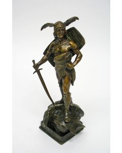 R. Besserdich, bronzen sculptuur, 'Siegfried', ca. 1900