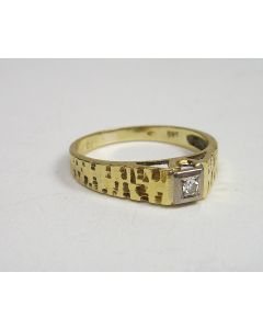 Gouden design solitair ring met briljantje