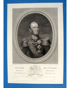 B. Taurel naar J.A. Kruseman, portret van Koning Willem II. gravure, ca. 1840