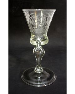 Gegraveerd Orangistisch glas, 'Vivat de Prins van Oranien', 18e eeuw