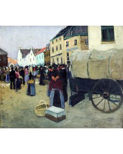 Raoul Hynckes, 'De markt in Gulpen', olieverf, 1922