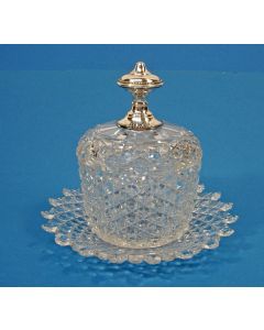 Kristallen confiturepot met zilveren knop, 19e eeuw