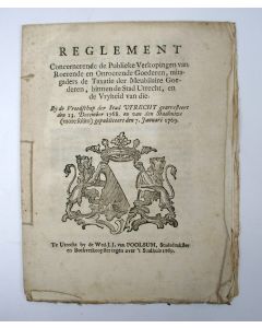 Reglement op de Publieke Verkopingen en Taxaties, Utrecht 1769