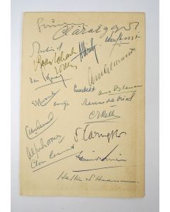 Schutblad met handtekeningen van Nederlandse schrijvers  [1948]