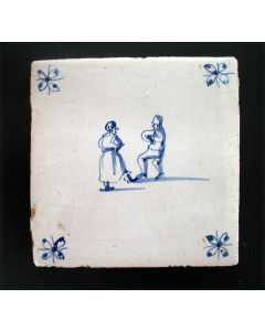 Tegel met dansend paar, ca. 1800