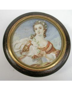 Snuifdoos met een miniatuurvoorstelling van een dame, 19e eeuw
