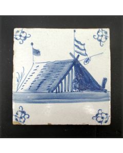 Tegel met koek en zopietent, ca. 1800