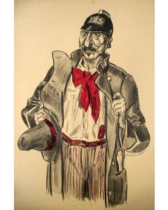 Jan Sluijters, karikatuur van P.J. Troelstra, litho, ca. 1918