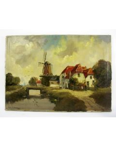 Henk van Leeuwen van Oudewater, landschap met molen