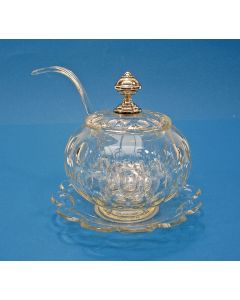 Geslepen kristallen bowlpot met zilveren knop, 19e eeuw