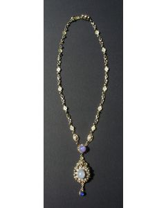Zilveren collier met opalen en  pareltjes