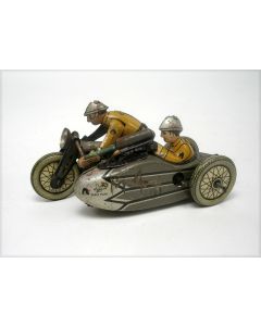 Blikken speelgoed motor met zijspan, ca. 1935