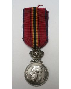 België, zilveren beloningsmedaille van de Koninklijke en Centrale Vereniging van Redders van België, periode Koning Leopold II