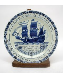 Herdenkingsbord, Nederlandsche Pilgrim Fathers 1620-1920, Porceleyne Fles, Delft