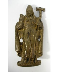 Bronzen ornament, heilige bisschop, 17e/18e eeuw